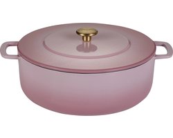 Combekk Gietijzeren Braadpan Ø28cm - 100% Gerecycled - PFAS vrij - Geschikt voor Inductie - 5,3L - Roze