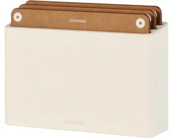 Combekk Snijplankenset 3pcs - 100% Gerecycled ABS en FSC Geperst Hout – Microplasticvrij - Antibacterieel - Vaatwasser bestendig – Sand – Mini