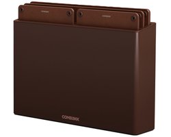 Combekk Snijplankenset 4-delig - 100% Gerecycled ABS en FSC Geperst Hout – Microplasticvrij - Antibacterieel - Vaatwasser bestendig – Bruin – Large