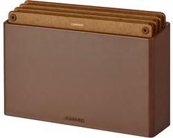Combekk Snijplankenset 4pcs - 100% Gerecycled ABS en FSC Geperst Hout – Microplasticvrij - Antibacterieel - Vaatwasser bestendig – Bruin – 20x30 cm