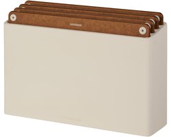 Combekk Snijplankenset 4pcs - 100% Gerecycled ABS en FSC Geperst Hout – Microplasticvrij - Antibacterieel - Vaatwasser bestendig – Bruin/Sand – 20x30 cm