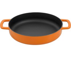 COMBEKK - Sous-Chef - Gietijzeren Koekenpan met dubbel handvat - 24CM - Oranje