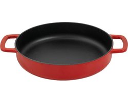 COMBEKK - Sous-Chef - Gietijzeren Koekenpan met dubbel handvat - 24CM - Rood