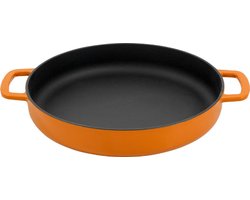 COMBEKK - Sous-Chef - Gietijzeren Koekenpan met dubbel handvat - - 28CM - Oranje