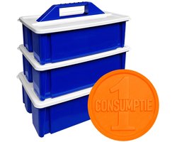 CombiCraft consumptiemunten oranje in stapelbare opbergkisten - 6.000 munten en 3 kisten