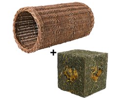 Combideal - Trixie Wilgen Tunnel (38 x 20 x 20 cm ) + Rosewood Hooi Kubus