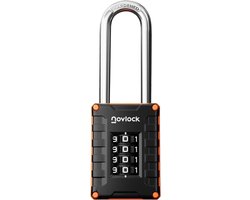 Combinatieslot met lange beugel 7 cm - sterk en duurzaam gehard staal - 4-cijferig voor lockers, kasten en schuren - ShopVlot