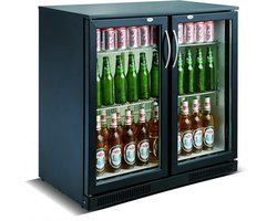 CombiSteel Barkoeler Zwart - 198L - 2 Glasdeuren - Geforceerd - 900x500x900mm