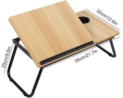 Comfora - Opvouwbare Laptoptafel voor Bed – Verstelbare Bedtafel met Bekerhouder – Multifunctioneel Dienblad voor Lezen, Ontbijt of Thuiswerken – Draagbare Laptop Desk – Eiken