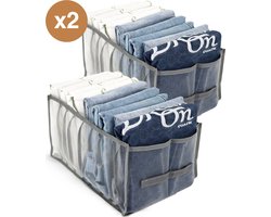 Comforder Kleding Organizer Opbergsysteem - Set van 2 Opbergmanden Broeken - Shirts - 9 Vakken - Valentijn Cadeau