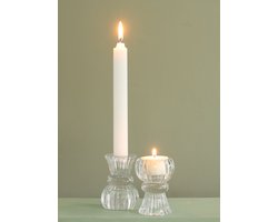 Comforder Set van 6 Multifunctionele Glazen Kandelaars - Waxinelichthouders & Kaarsenhouder - Kaarsenstandaard - Valentijn Cadeau