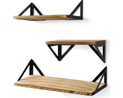 Comforder Zwevende Wandplank - 3 Stuks - 25/33/42 cm Lang - Boekenplank - Wandrek - Paulownia Hout - Valentijn Cadeau