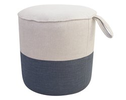 Comfort Poef van stof 40x30x30 cm - Moderne Voetenbank - Rond – Beige/Grijs - Comfortabele Zitzak stoel