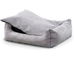Comfortabel hondenbed van zacht materiaal met polyurethaan schuim, ribbelstructuur, vuilafstotend en verkrijgbaar in diverse kleuren en maten, inclusief klein kussen (S - 65x55, Lichtgrijs)
