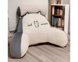 Comfortabel Leeskussen met Ergonomische Rug- en Taillesteun - Grijs- Zacht Lendenkussen met Ademend Verstelbaar Ontwerp voor Bed, Bank, Stoel - Ideaal Cadeau