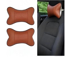 Comfortabele 2-delige Auto Neksteun van PU Leer, Ademend en Zacht Kussen voor Auto Hoofdsteun, Ideaal voor Lange Rit en Ondersteuning van de Nek