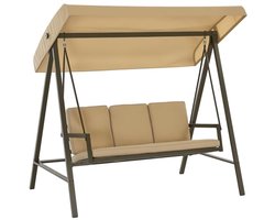 Comfortabele 3-Persoons Schommelbank met Verstelbaar Dak - Tuinschommel met Rugkussens en Hoog Comfort