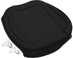 Comfortabele Autostoel Kussen 51x53cm - Universeel, Anti-slip, Bescherming voor Reizen - Zwart Faux Leer