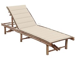 Comfortabele bamboe ligstoel met kussen voor tuin