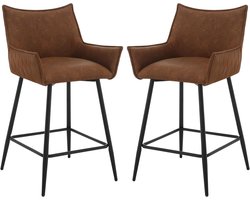 Comfortabele barkruk – Met rugleuning, armleuningen, voetensteun en kunstleren bekleding