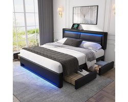 Comfortabele boxspring - 140x200 - met opbergruimte en hoofdeinde