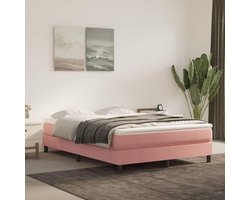 Comfortabele Boxspring 140x200cm in Zachtroze Velours