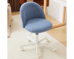 Comfortabele bureaustoel, in hoogte verstelbare stoel, draaistoel, bureaustoel voor thuis, studiestoel, slaapkamerstoel, gewatteerd,Blauw.