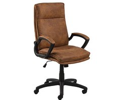 Comfortabele bureaustoel van stof en nylon - Bruin/Zwart - H: 115 x B: 67 x D: 69,5 cm