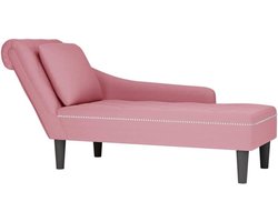Comfortabele chaise longue - Lounge stoel - Ontspannen thuis - Zachte fluwelen bekleding - 145 cm lang - Roze