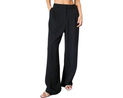 Comfortabele Dames Wijde Pants / Broek / Pantalon | Flared Broek | Zwart - XL (42)