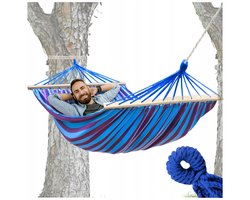 Comfortabele Eenpersoons Tuinhangmat met Spreidstok - 200x80cm, 150kg