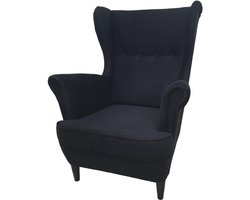 Comfortabele Fauteuil met Hoge Rugleuning - Oorfauteuil voor Woonkamer of Slaapkamer - Zwart