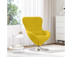 Comfortabele fluwelen loungestoel geel met 360 graden draaibare voet moderne zitplaats voor woonkamer slaapkamer minimalistisch design fluweelachtige bekleding