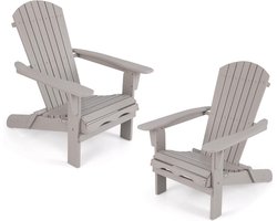 Comfortabele Houten Adirondack Stoelen Tuinset 2 Stuks Hoge Rugleuning