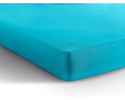 Comfortabele Jersey Eenpersoons Hoeslaken Turqoise | 80/90/100x200 | Zacht En Dichtgebreid | Rondom Elastiek