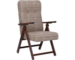 Comfortabele Ligstoel 4 Posities Verstelbaar Taupe met Dik Kussen & Stevig Houten Frame