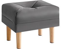 Comfortabele Ottoman Poef - Multifuntioneel Gebruik - 1 stuk - Beige - Hout en Schuim - 40x29x32 cm