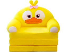 Comfortabele Pluche Bank voor Kinderen, Vouwbare Armstoel, 2-in-1 Design, Multicolor, Zacht Velours voor Speel- en Naptijd, Afneembare en Wasbare Hoes