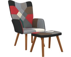 Comfortabele Relaxfauteuil met Voetenbank Patchwork Stof