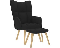 Comfortabele Relaxfauteuil met Voetenbank Stof Zwart