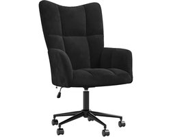 Comfortabele Relaxstoel - Fauteuil Zwart Fluweel - Ontspannen Zitten - In Hoogte Verstelbaar - 61x61x94 cm - Zwart