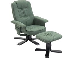 Comfortabele relaxstoel in donkergroen met verstelbare rugleuning en opbergtas