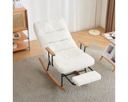 Comfortabele schommelstoel, 100 cm hoog, 58 cm zitbreedte, met zwaartekrachtafstelling, handmatig voetsteunmechanisme, stabiele en niet -slip liggende functie, schommelstoel, lounge stoel