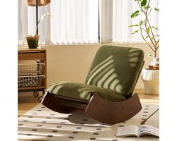Comfortabele schommelstoel, gestoffeerde glijstoel met massief houten frame, geschikt voor diverse gelegenheden, kan gebruikt worden als leesstoel in de slaapkamer, woonkamer of kinderkamer - Groen