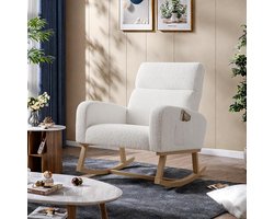Comfortabele Schommelstoel met Houten Poten voor Babykamer en Woonkamer