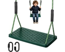 Comfortabele Schommelstoel voor Binnen en Buiten, Verstelbare Touw en 2 Karabijnhaken, Geschikt voor Volwassenen en Tieners, Tot 270 kg, Groene Tuinswing met Antislip Rubber