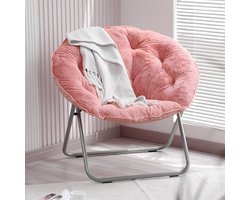 Comfortabele Stoel - Zachte Pluche Fauteuil - Ontspannen Lezen - Inklapbaar Ontwerp - One Size - Roze