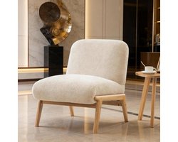 Comfortabele Stoel - Zitverhoger - Ontspannen Zitten - Massief Houten Poten - 61.5 cm Hoogte - Beige