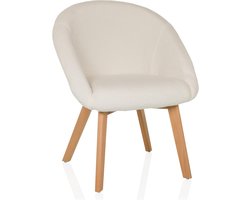 Comfortabele Stoffen Stoel in Scandinavische Stijl met Houten Poten