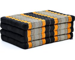 Comfortabele Thaise Massage Trifold Matras 200 x 70 cm Zwart Oranje - Opvouwbare Vloermatras met Eco-vriendelijk Kapok massage matras